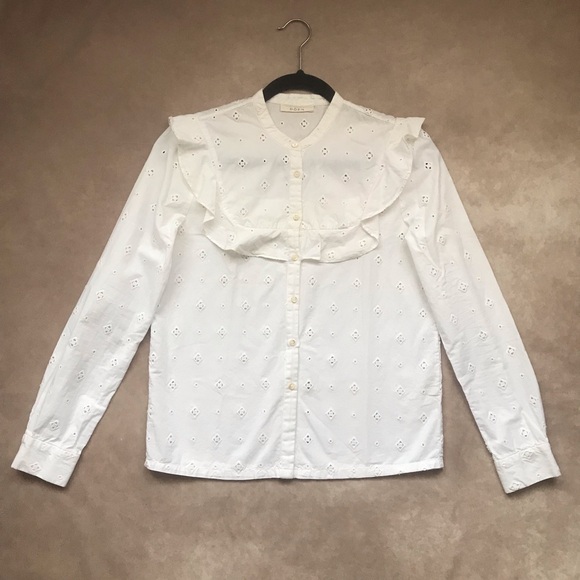 Doen Tops - Doen White Eyelet Ruffle Blouse 100% Cotton Western Cottagecore Classic XS